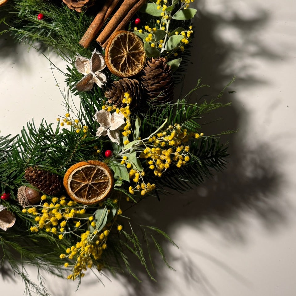 Hand-Making Christmas wreath Workshop with Festive Drinks & Dessert - FT Design Consultants